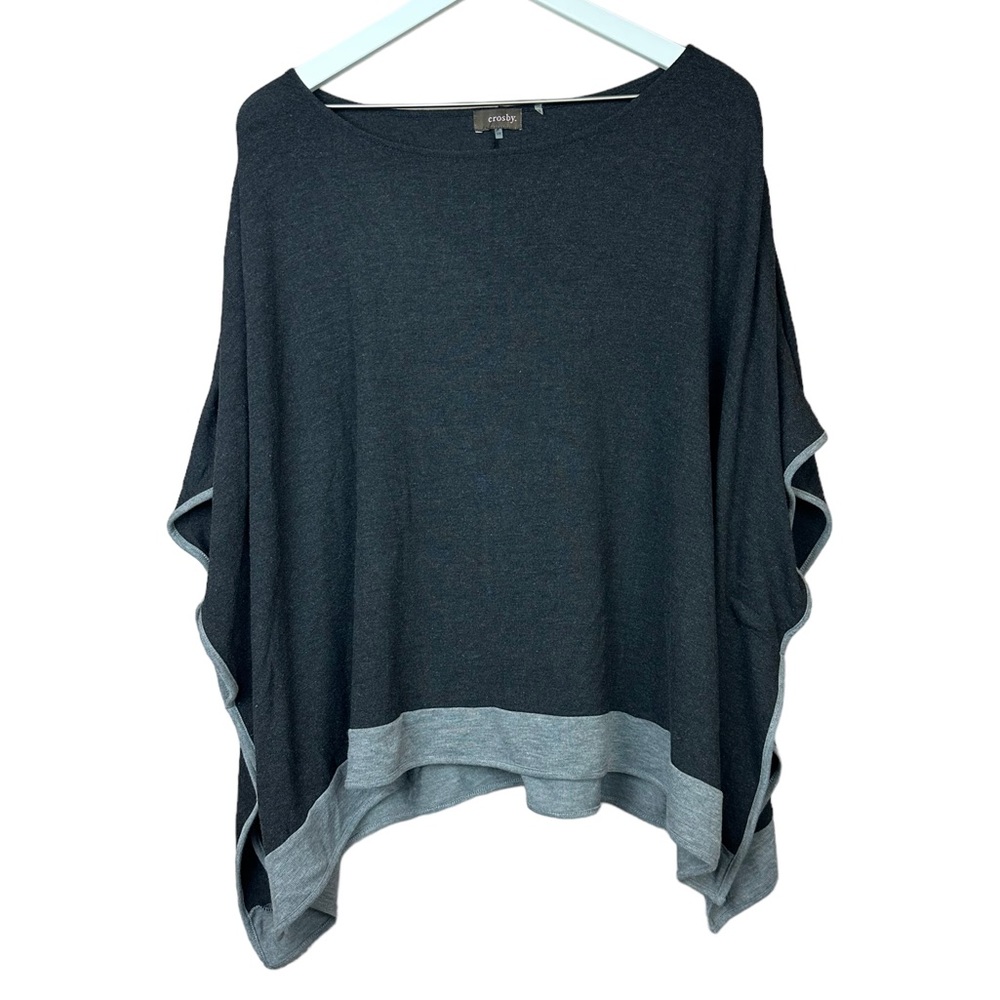 Crosby Grey Pullover Drape Dolman Poncho Cape Top Wonen Sz S M
